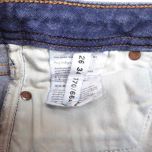 Acne Studios Peg Indigo Jeans Women's 26 (26x28) Skinny Stretch Made in Italy - Picture 4 of 13
